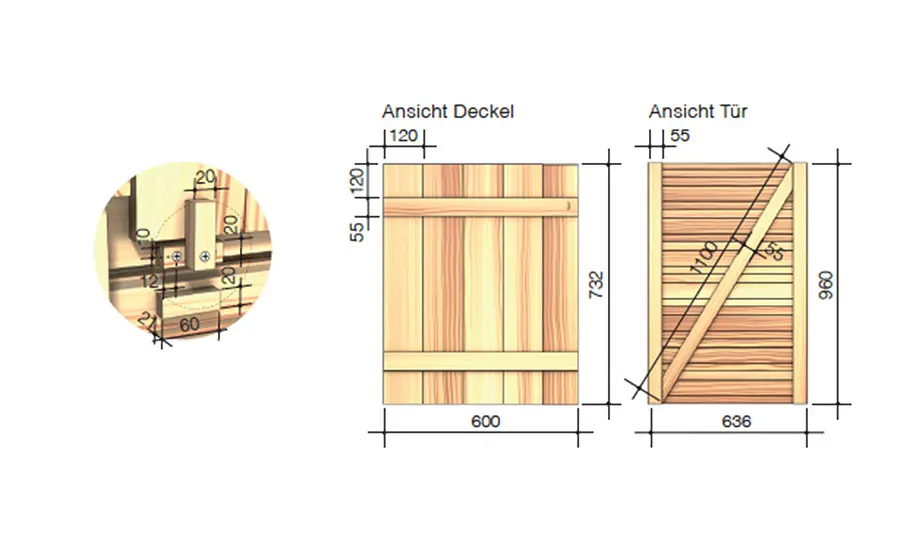 Zeichnung: Holz-Mülltonnenbox Holz-Mülltonnenbox Zeichnung