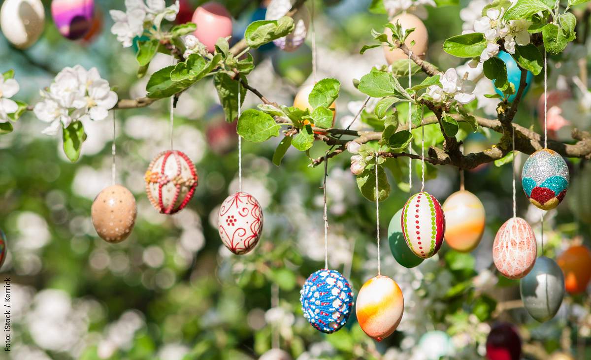 Bunte Ostereier verschönern jeden Garten zur Osterzeit.