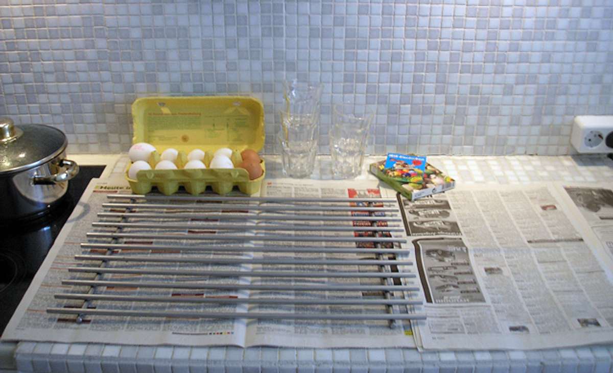 Vorbereitungen Eier färben
