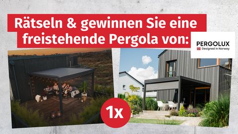 Pergolux Gewinnspiel - Foto: Hersteller / Pergolux; Hintergrund: iStock / Xurzon