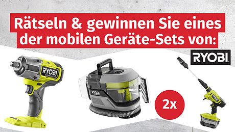 Ryobi Gewinnspiel - Foto: Hersteller / Ryobi; Hintergrund: iStock/ Xurzon