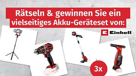 Einhell Gewinnspiel - Foto: Hersteller / Einhell; Hintergrund: iStock/ Xurzon