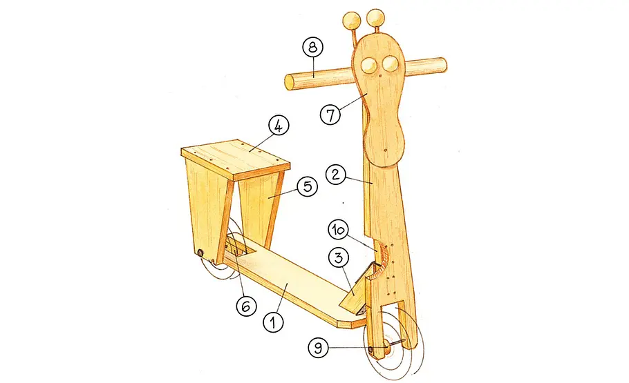 Zeichnung: Roller bauen Roller bauen: Zeichnung