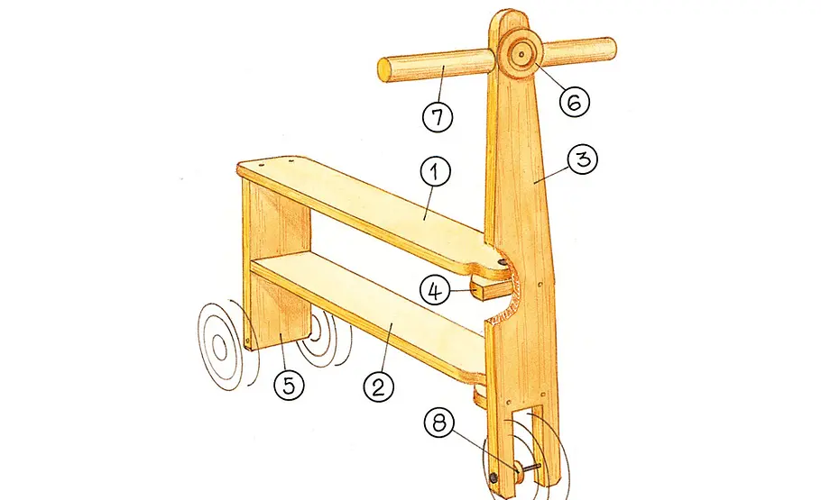Tretroller selber bauen Roller bauen: Zeichnung