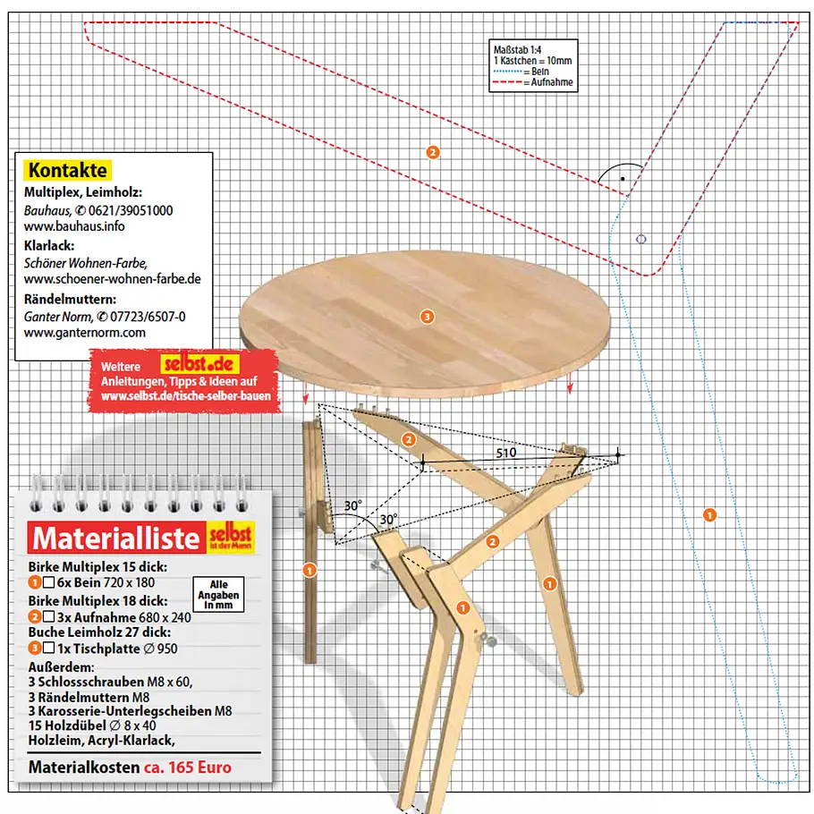 Klappbaren Couchtisch bauen