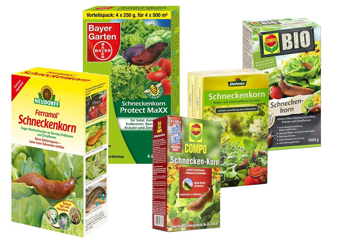 Verschiedene Packungen mit Schneckenkorn Verschiedene Packungen mit Schneckenkorn