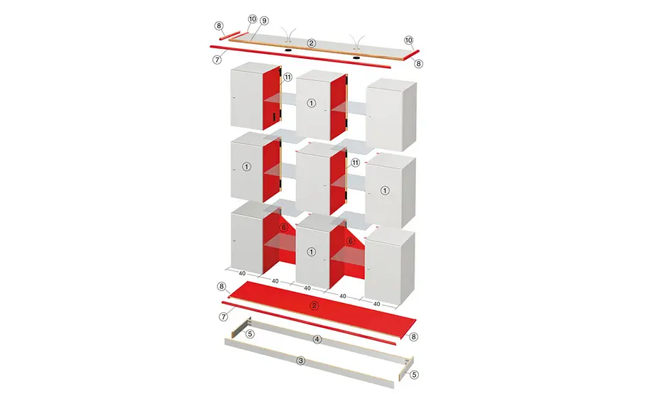 Schrank mit Vitrine selber bauen Schrank mit Vitrine: Zeichnung