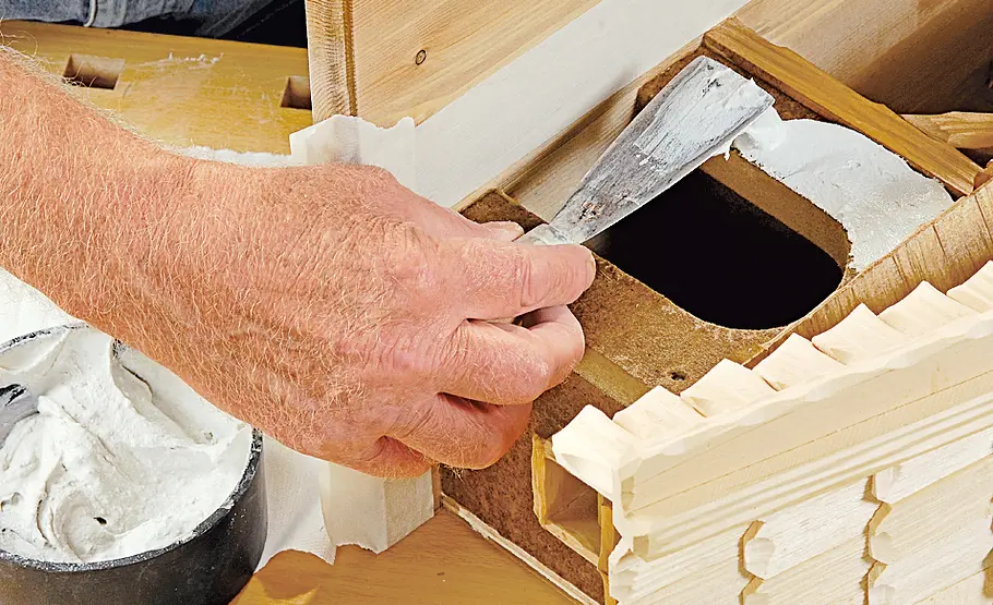 Stallkrippe bauen: Schritt 47 von 53 Gipsputz auftragen
