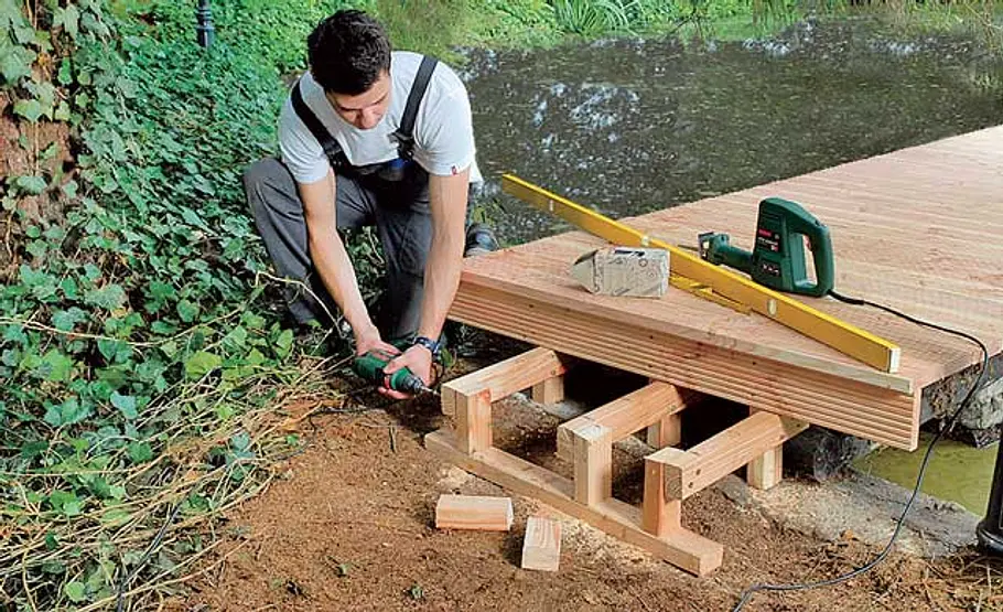 Bootssteg bauen Fundament bauen