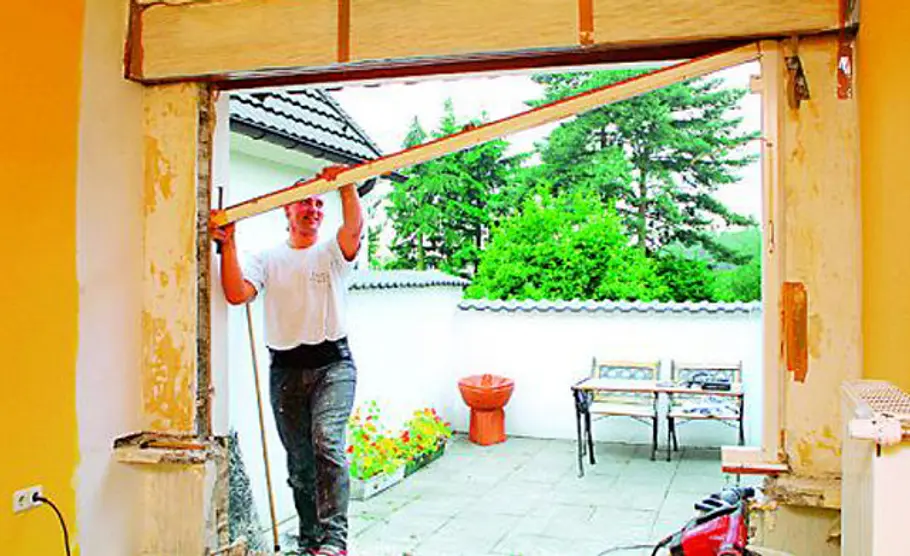 Terrassentür Terrassentür: Rahmenteile entfernen