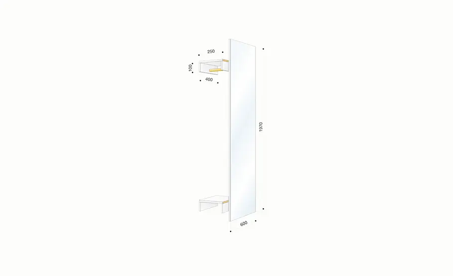 Wandgarderobe mit Spiegel Zeichnung
