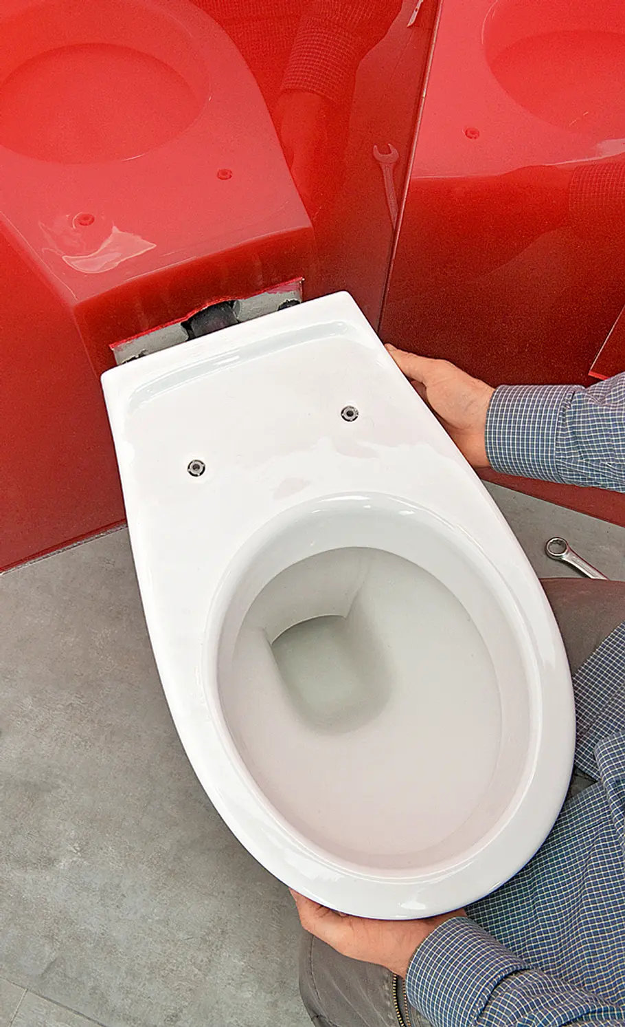 WC-Montage über Eck