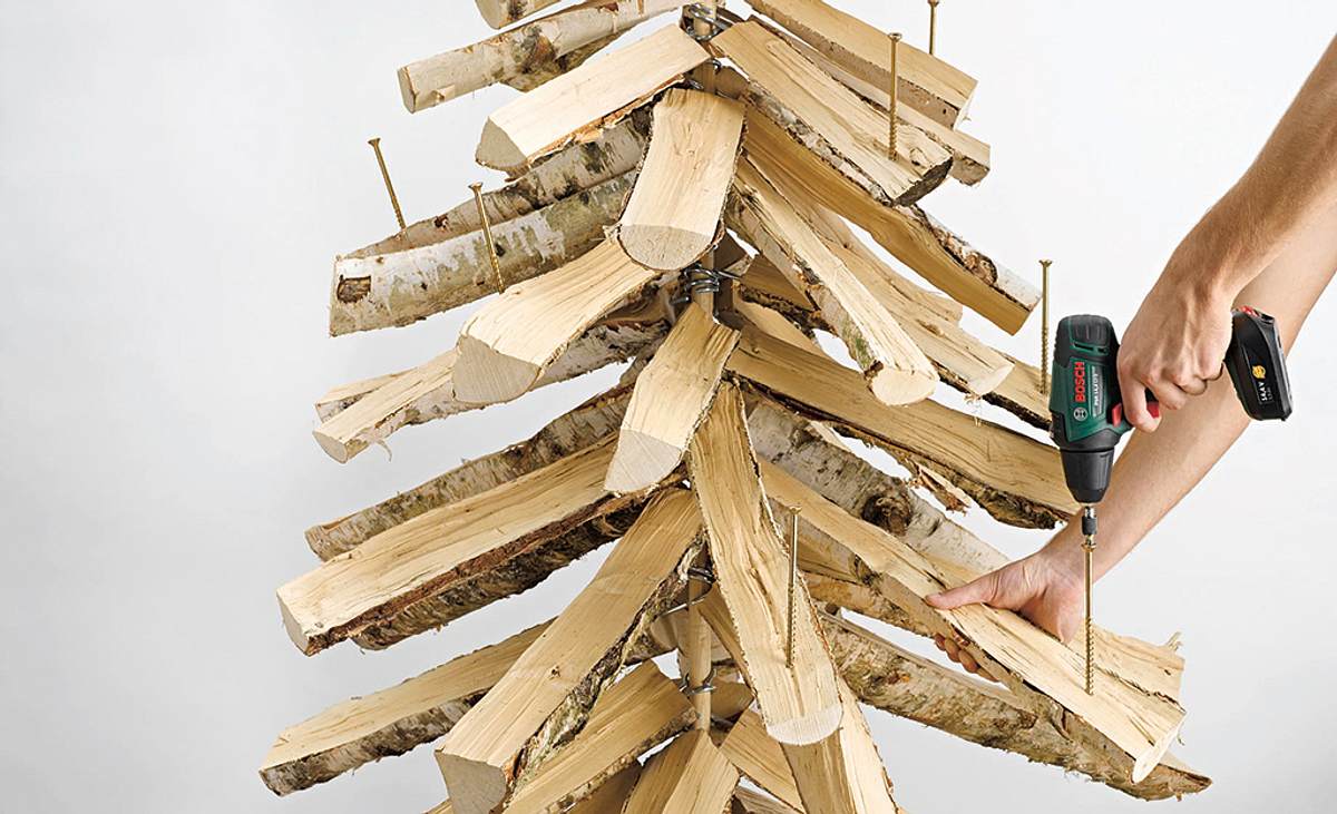 Tannenbaum aus Holz bauen