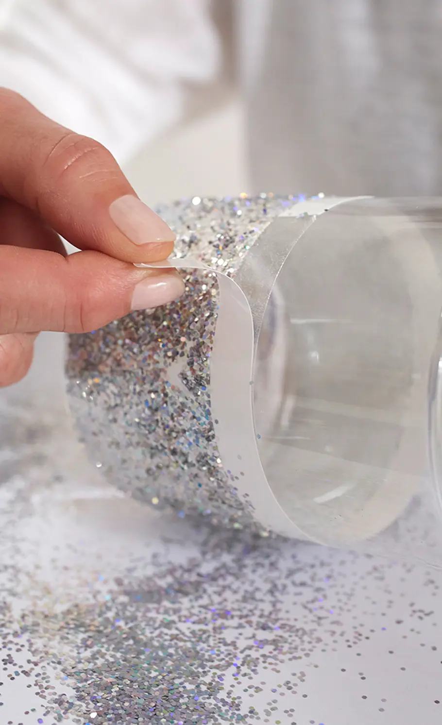Glitter-Windlicht basteln