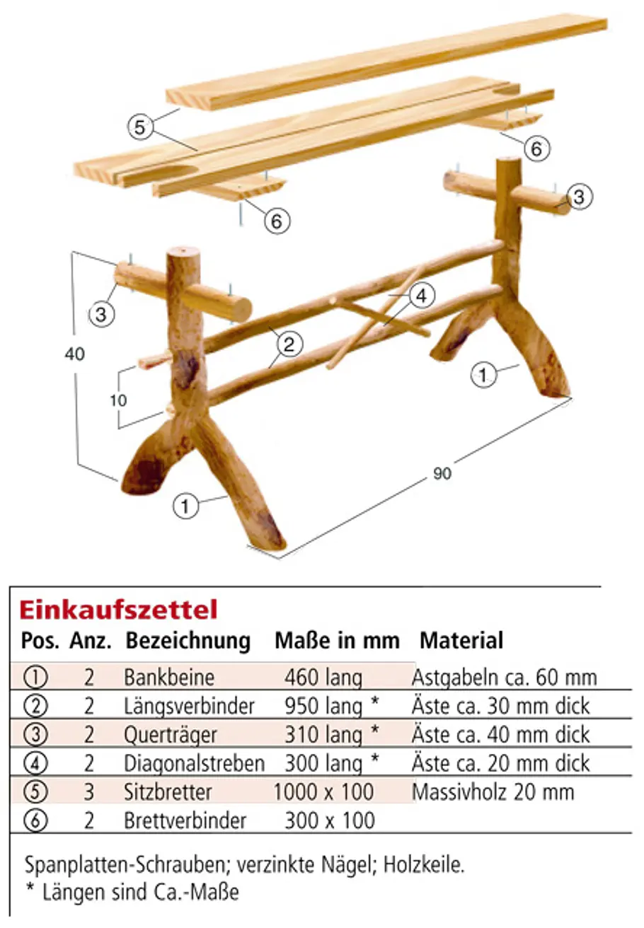 Bank aus Ästen Möbel aus Ästen selber bauen