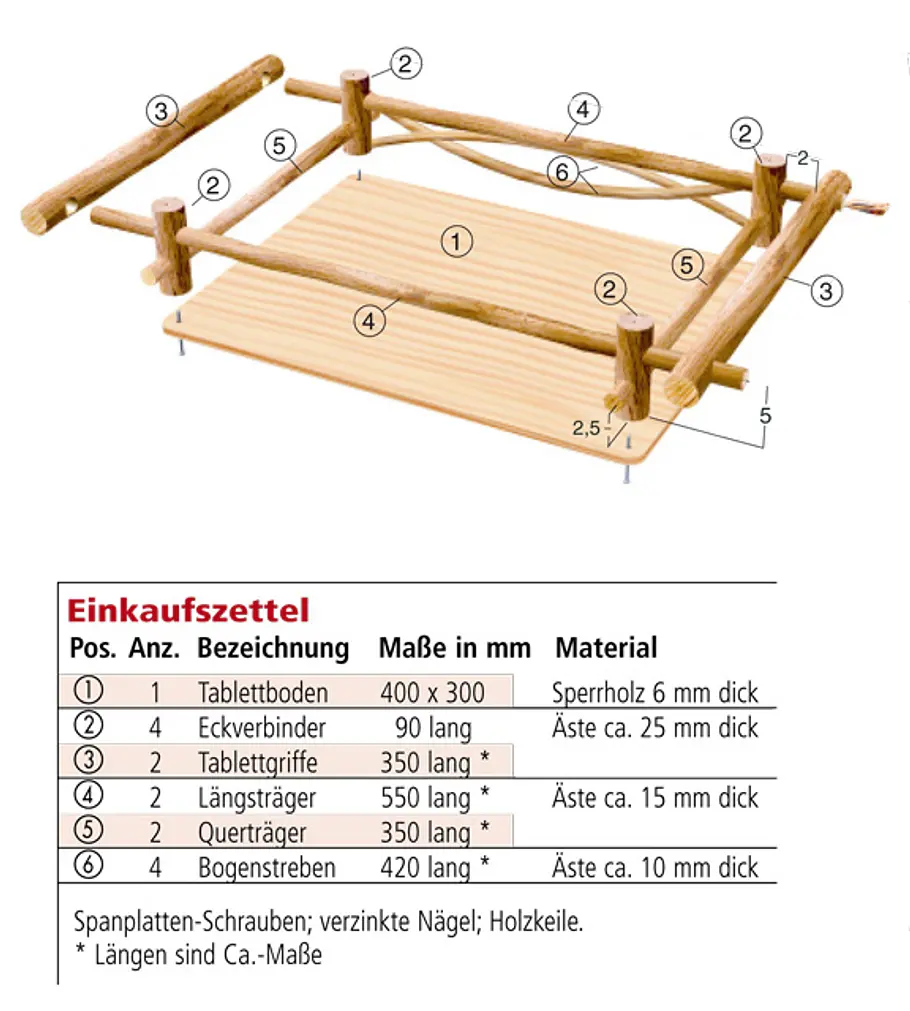 Tablett aus Ästen Möbel aus Ästen selber bauen