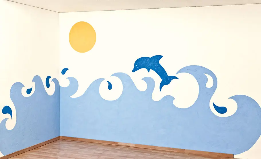 Wandmalerei: Schritt 16 von 17 Wandgestaltung: Sonne malen